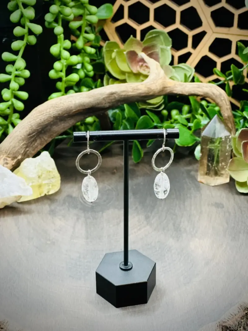 Dainty Hoops with Quartz Crystals