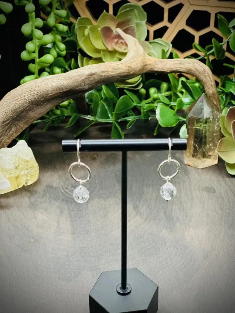 Mini Hoops with Clear Quartz Crystals