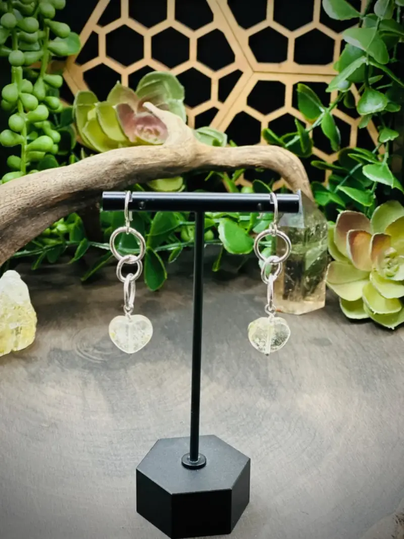 Three Elegant Circle Hoops with Citrine Hearts