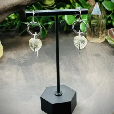 Two Geometric Round Earrings with Citrine