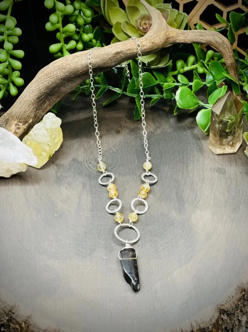 Five Elegant Hoops with Smoky Quartz & Citrine