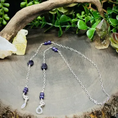 Gemstone Eyeglass Chain with Amethyst Beads