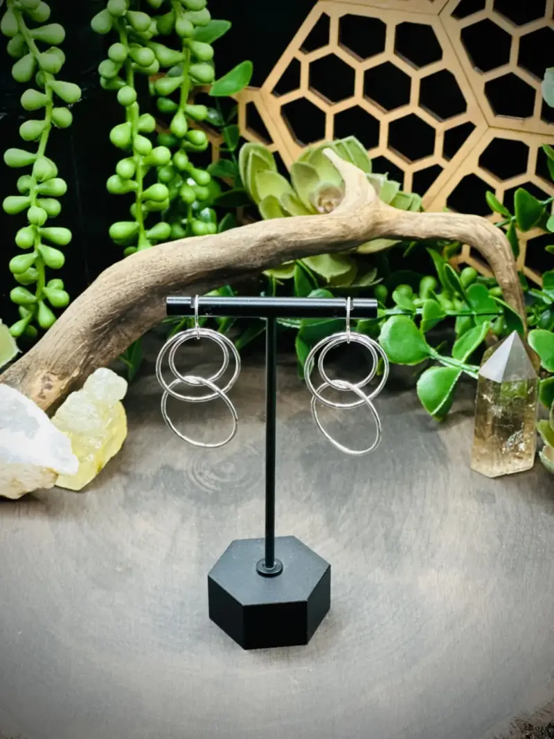 Trio Geometric Fine Silver Earrings - Image 2