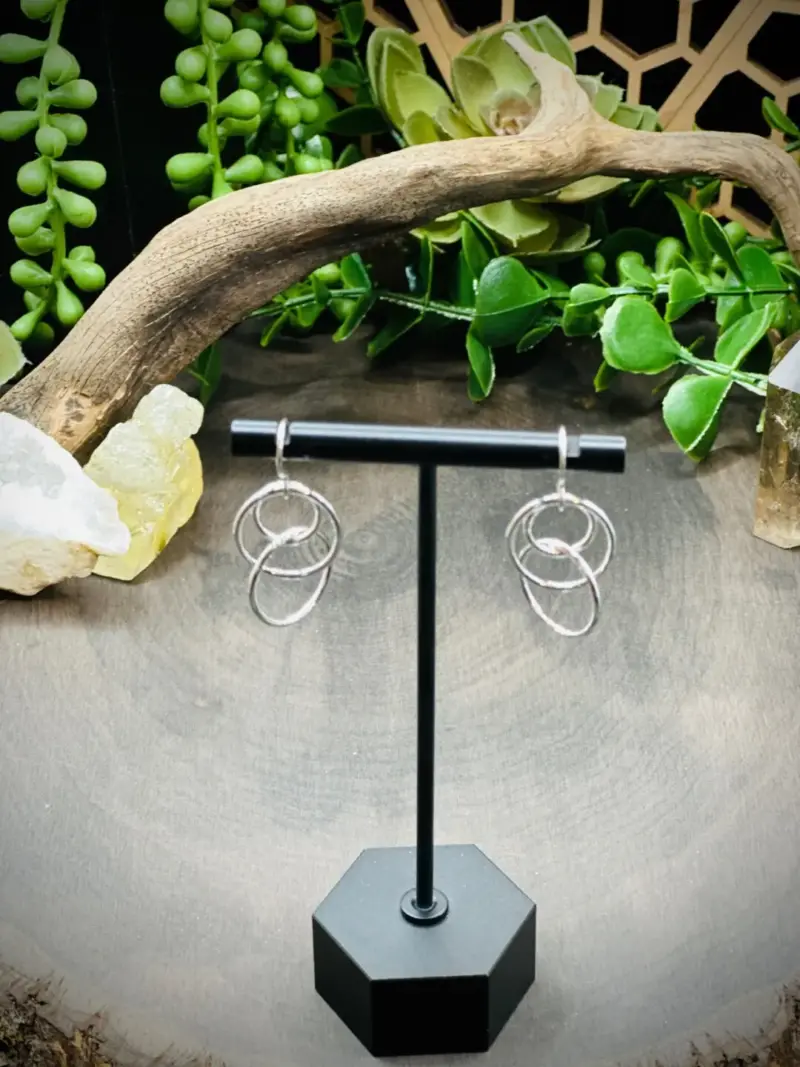 Trio Geometric Fine Silver Earrings