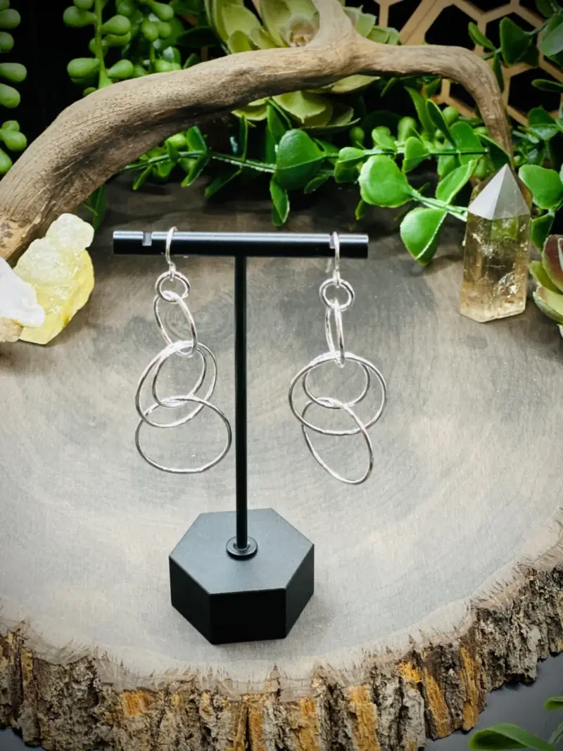 Five Geometric Fine Silver Earrings - Image 2