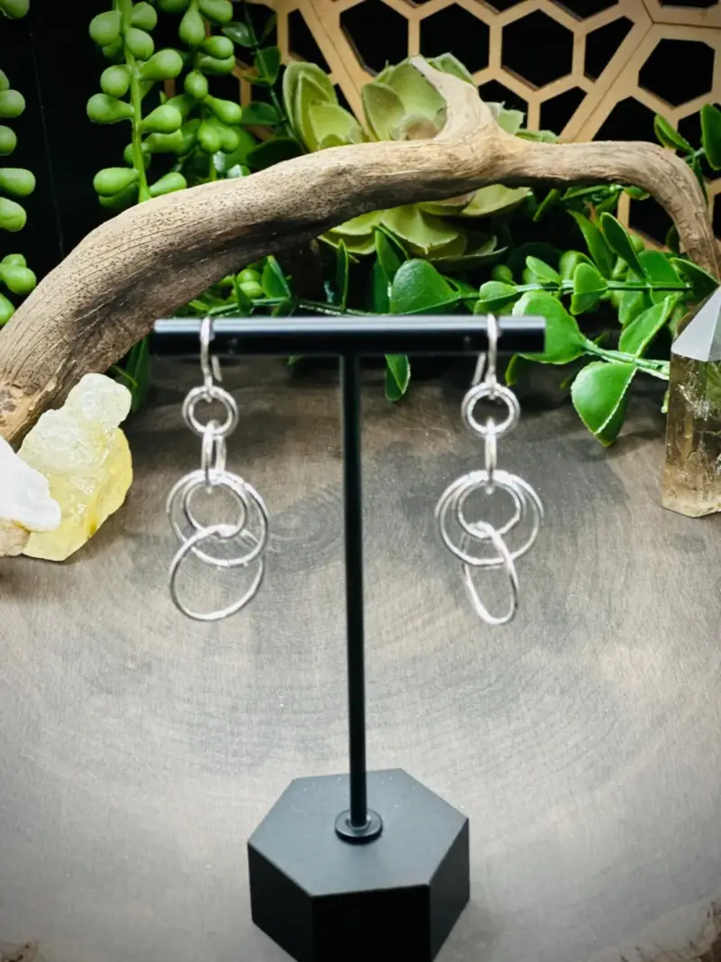 Five Geometric Fine Silver Earrings