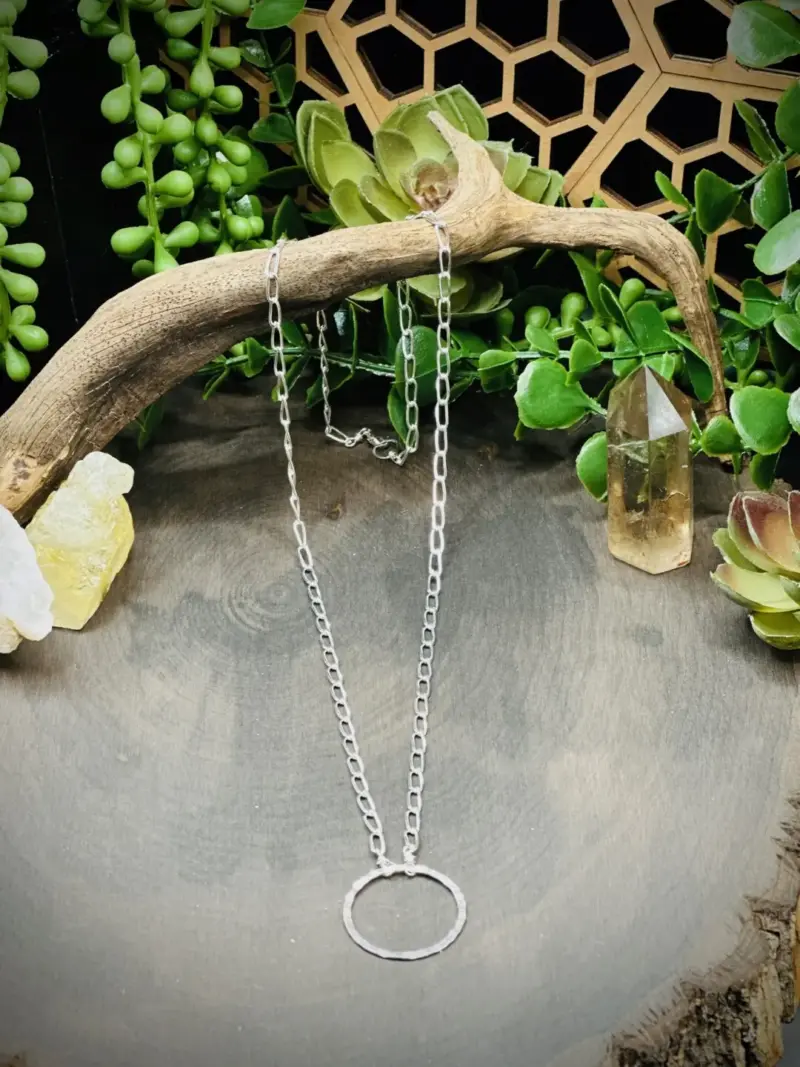 Medium Paperclip Sterling Silver Eyeglass Chain with Medium Fine Silver Round - Image 2