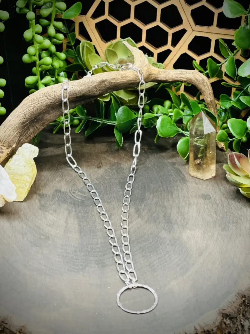 Large Paperclip Sterling Silver Eyeglass Chain with Medium Fine Silver Round - Image 2
