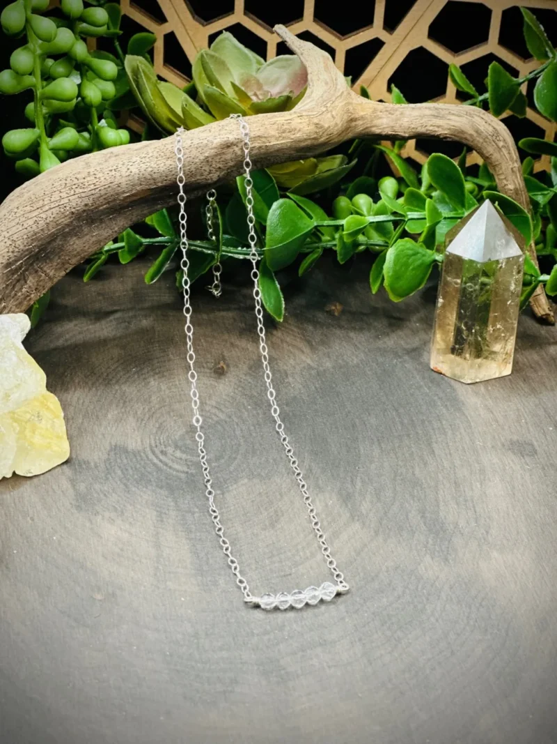 Dainty Clear Quartz Crystal Birthstone Necklace