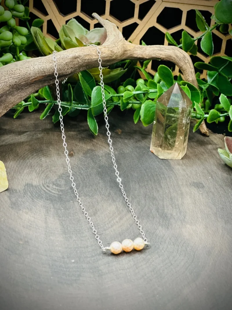 Dainty Champagne Freshwater Pearls Birthstone Necklace