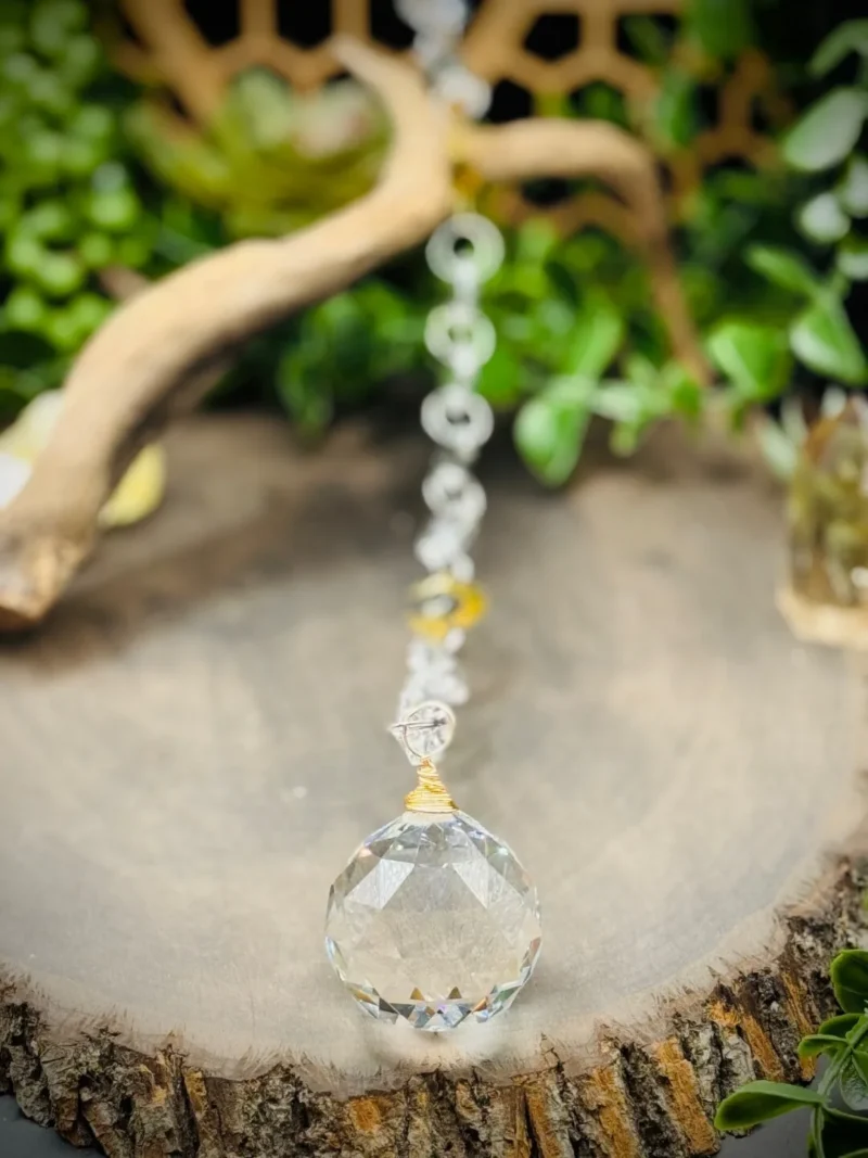 Gold Colored Chandelier Sun Catcher with Large Teardrop with Stones - Image 2