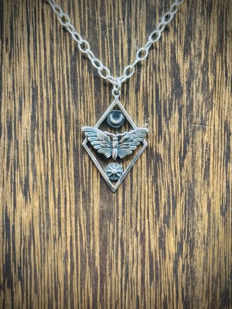 Lapis Double Necklace with Sterling Silver Moth Pendant - Image 3