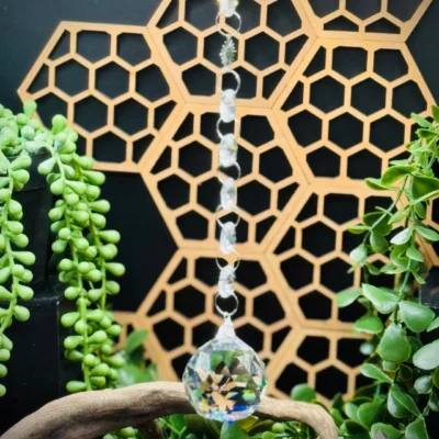 Silver Colored Chandelier Sun Catcher with Large Teardrop Crystal
