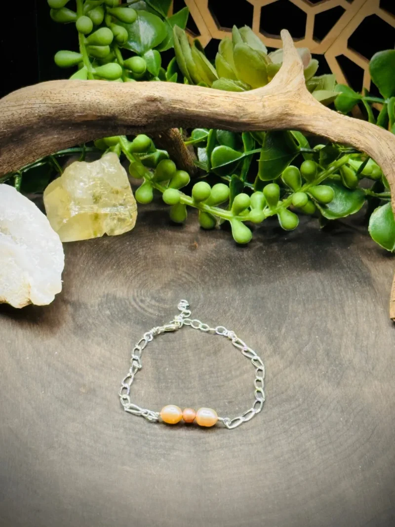 Sterling Silver Paperclip Chain Bracelet with Freshwater Pearls