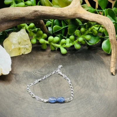 Sterling Silver Paperclip Chain Bracelet with Tanzanite Beads