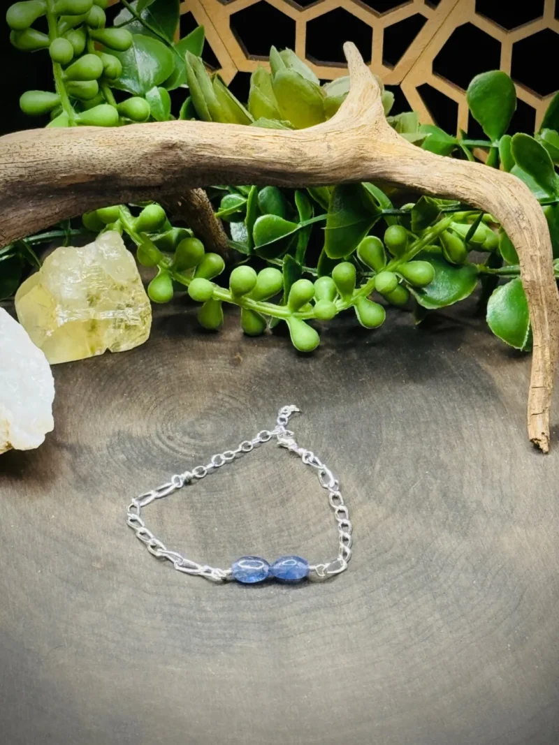 Sterling Silver Paperclip Chain Bracelet with Tanzanite Beads
