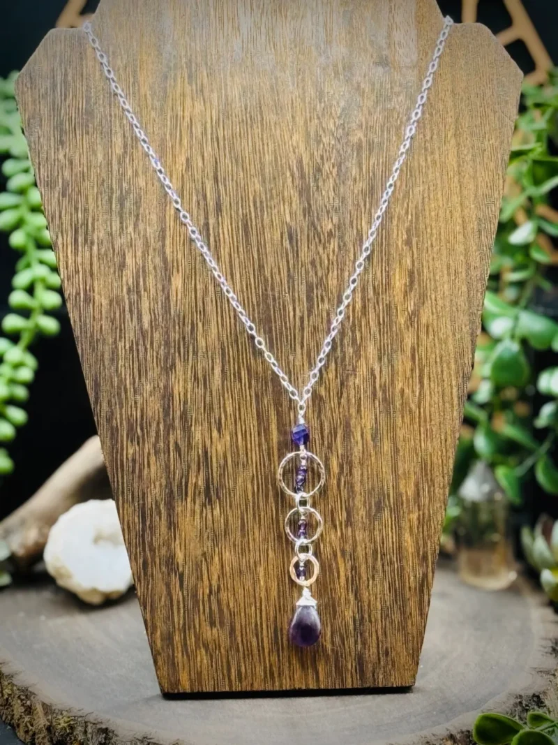 Five Elegant Hoop Necklace with Amethyst Beads - Image 2