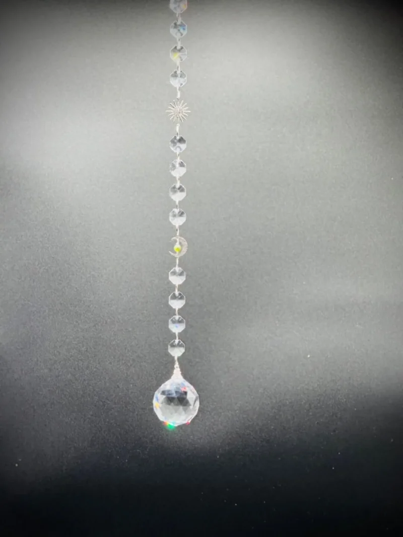 Silver Colored Chandelier Sun Catcher with Large Teardrop with Stones - Image 2