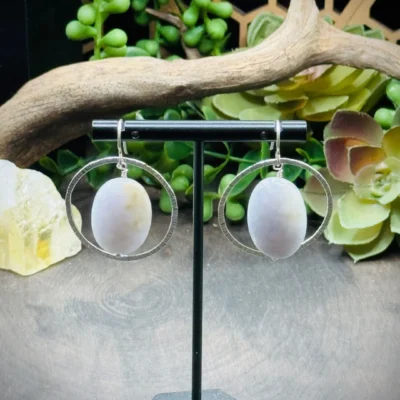 Daring Fine Silver Hoops with Large Burma Jade Beads