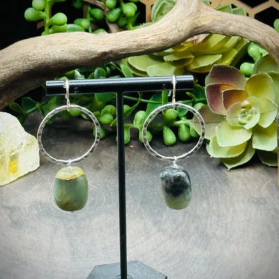 Daring Fine Silver Hoops with Large Jade Beads