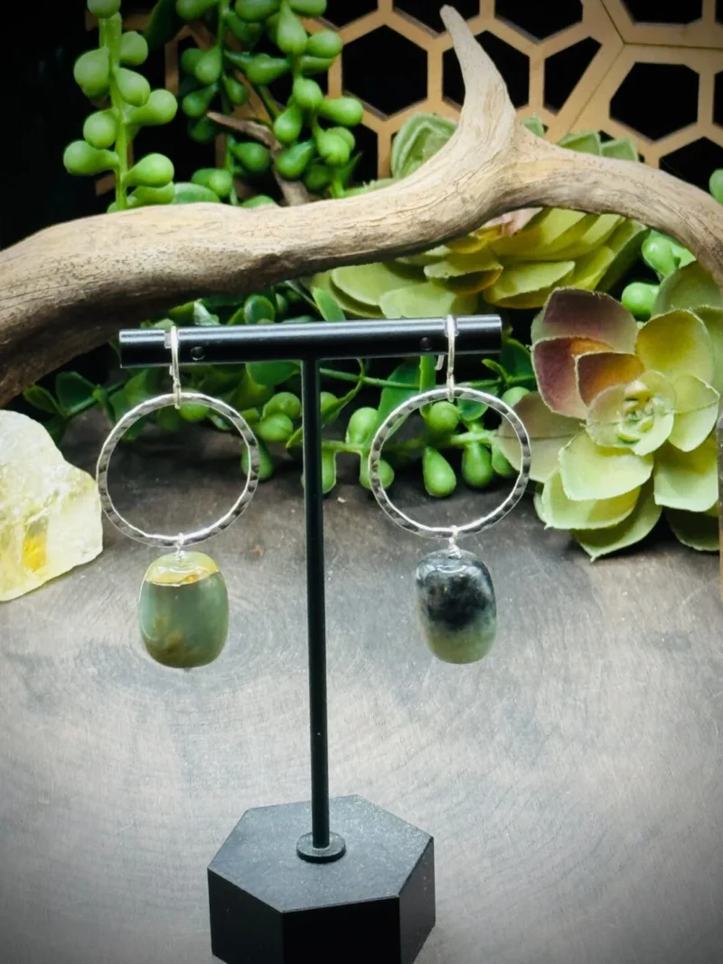 Daring Fine Silver Hoops with Large Jade Beads