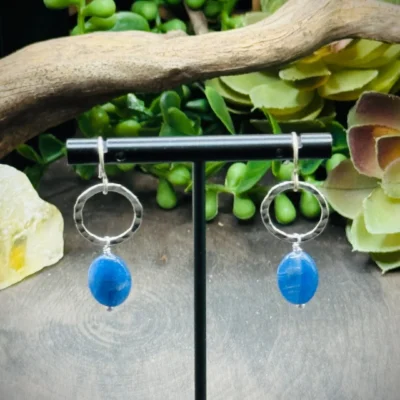 Dainty Hoops with Kyanite Beads