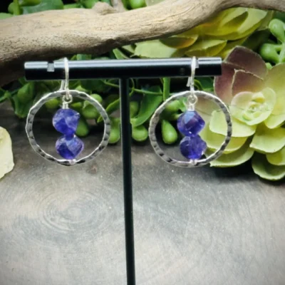 Classy Fine Silver Hoops with Amethyst Twist Beads