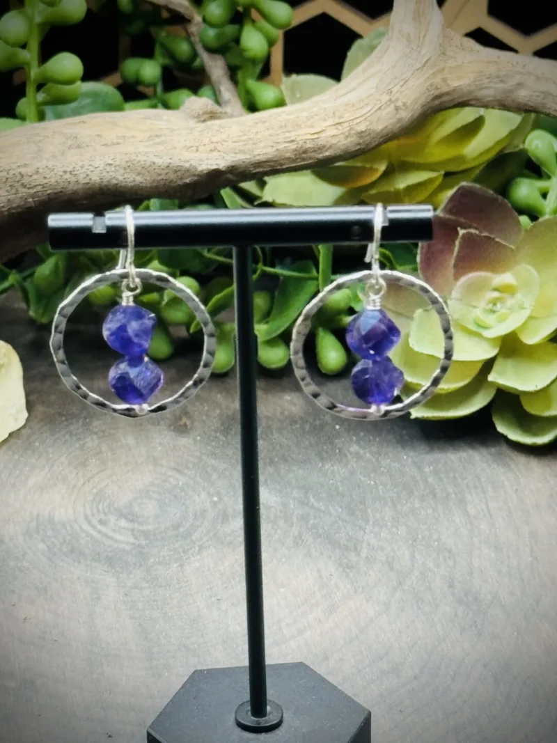 Classy Fine Silver Hoops with Amethyst Twist Beads