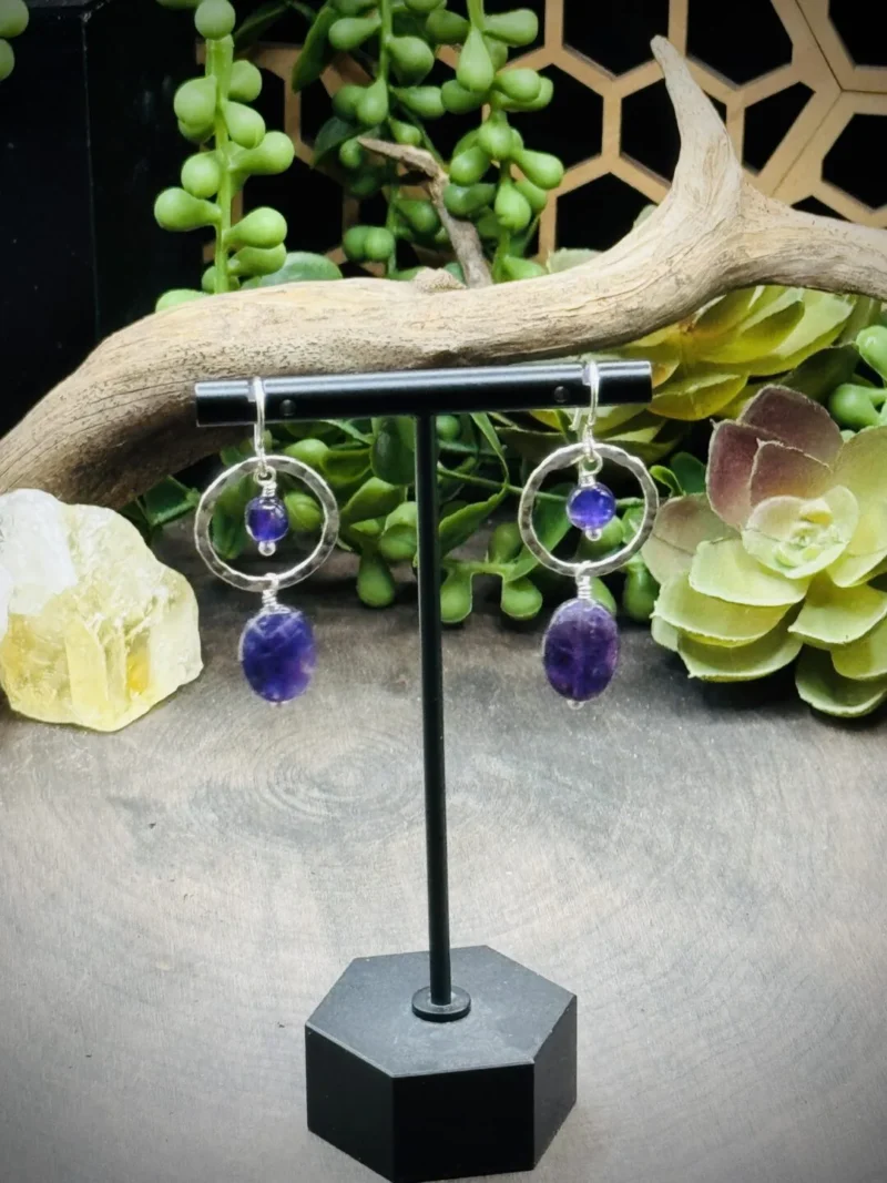 Dainty Hoops with Small and Large Amethyst Beads