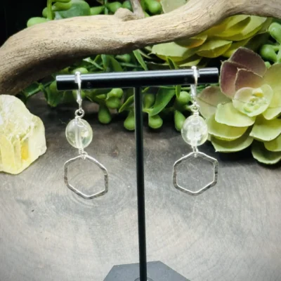 Dainty Honeycomb Hoops with Citrine