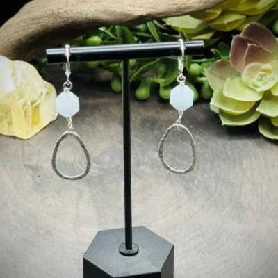 Dainty Teardrop Hoops with Aquamarine