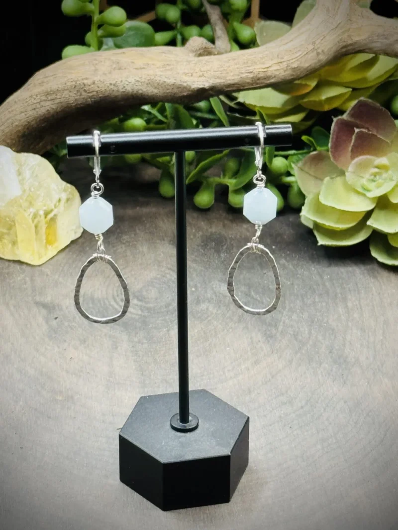 Dainty Teardrop Hoops with Aquamarine