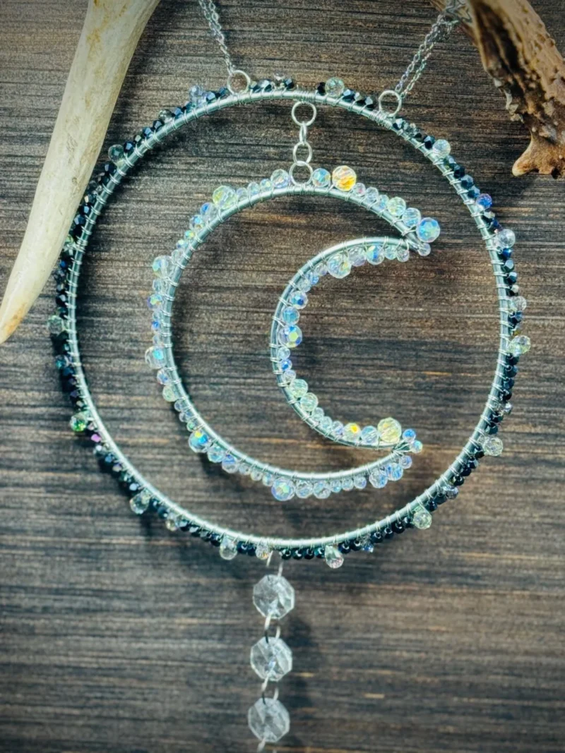Antler Silver Colored Round with Moon in Black & Opalescent Glass Beads - Image 3