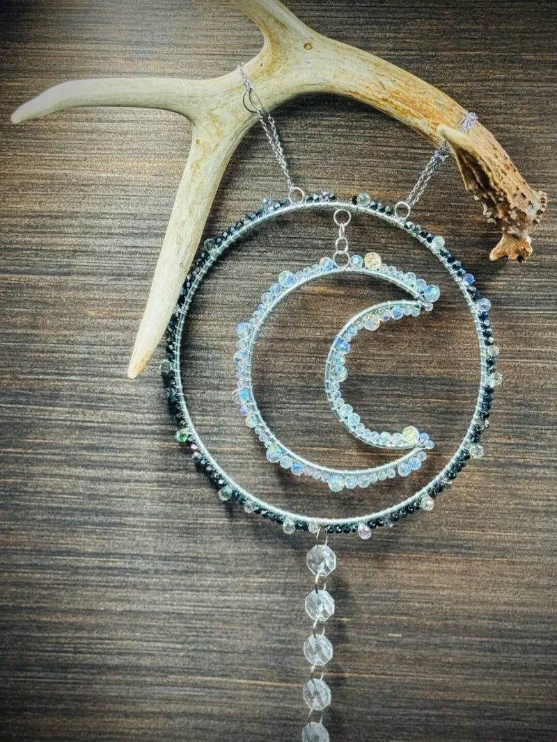 Antler Silver Colored Round with Moon in Black & Opalescent Glass Beads - Image 2