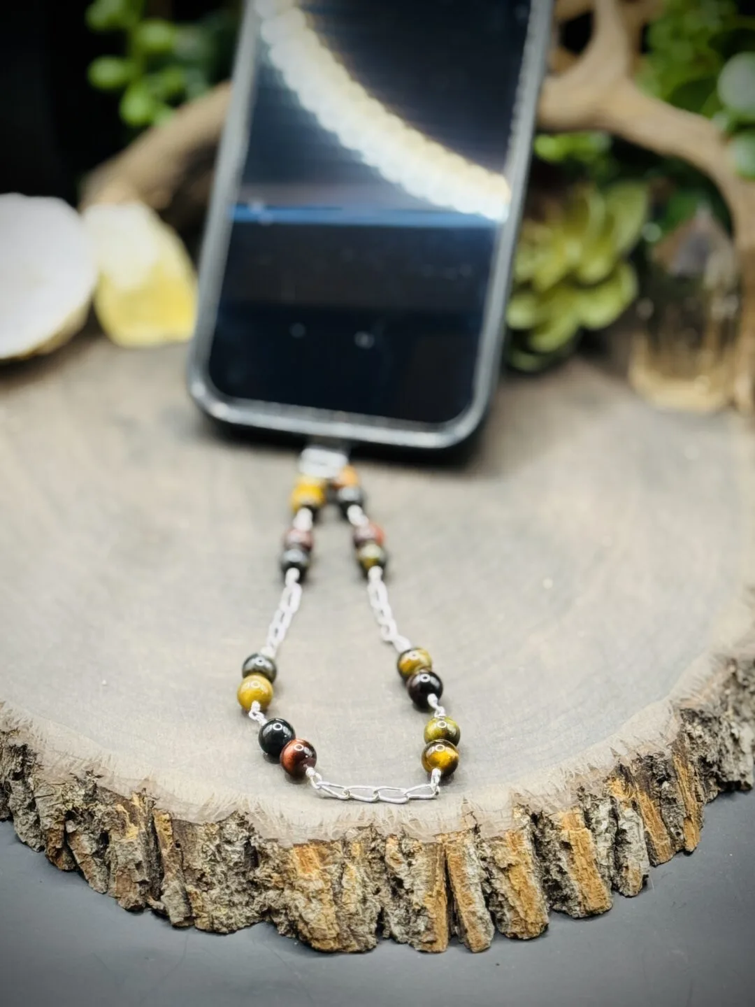 Phone Chain with Multi-Colored Tigers Eye