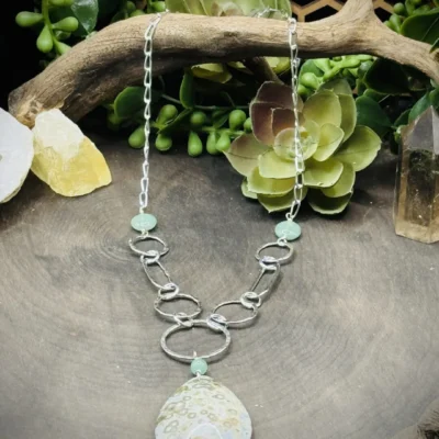 Thirteen Elegant Hoop Necklace with Ocean Jasper & Aventurine