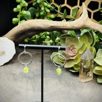 Dainty Hoops with Peridot Beads