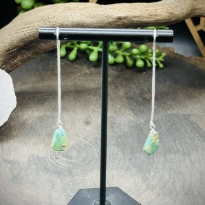 Threader Earrings with Turquoise Beads