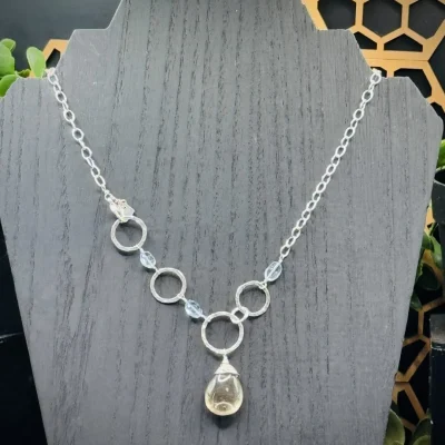 Five Elegant Hoop Necklace with Smoky Quartz & Sky Blue Topaz