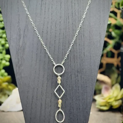 Three Geometric Hoop Necklace with Citrine