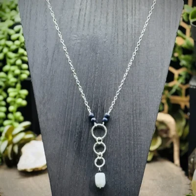 Five Elegant Hoop Necklace with Lapis, Blue Goldstone, & Aquamarine