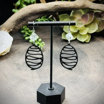 Earrings with Fluorite & 3D Printed Oval