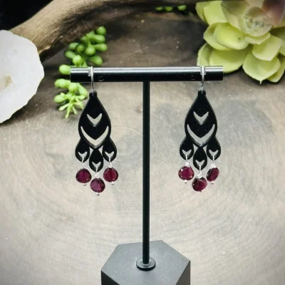 Earrings with Garnets & 3D Printed Chandelier