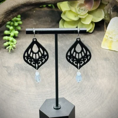 Earrings with Aquamarine & 3D Printed Briolette Mandala