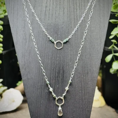 Three Way Reversible Necklace with Moonstones & Emeralds