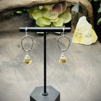Dainty Teardrop Hoops with Citrine Teardrops