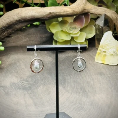 Dainty Oval Hoops with Aquamarine Teardrops
