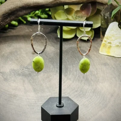 Dainty Teardrop Hoops with Jade Oval Beads