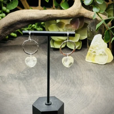 Dainty Hoops with Citrine Hearts
