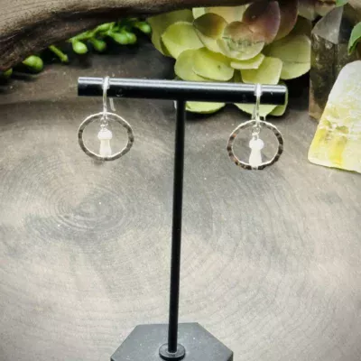 Dainty Hoops with Mother of Pearl Mushrooms